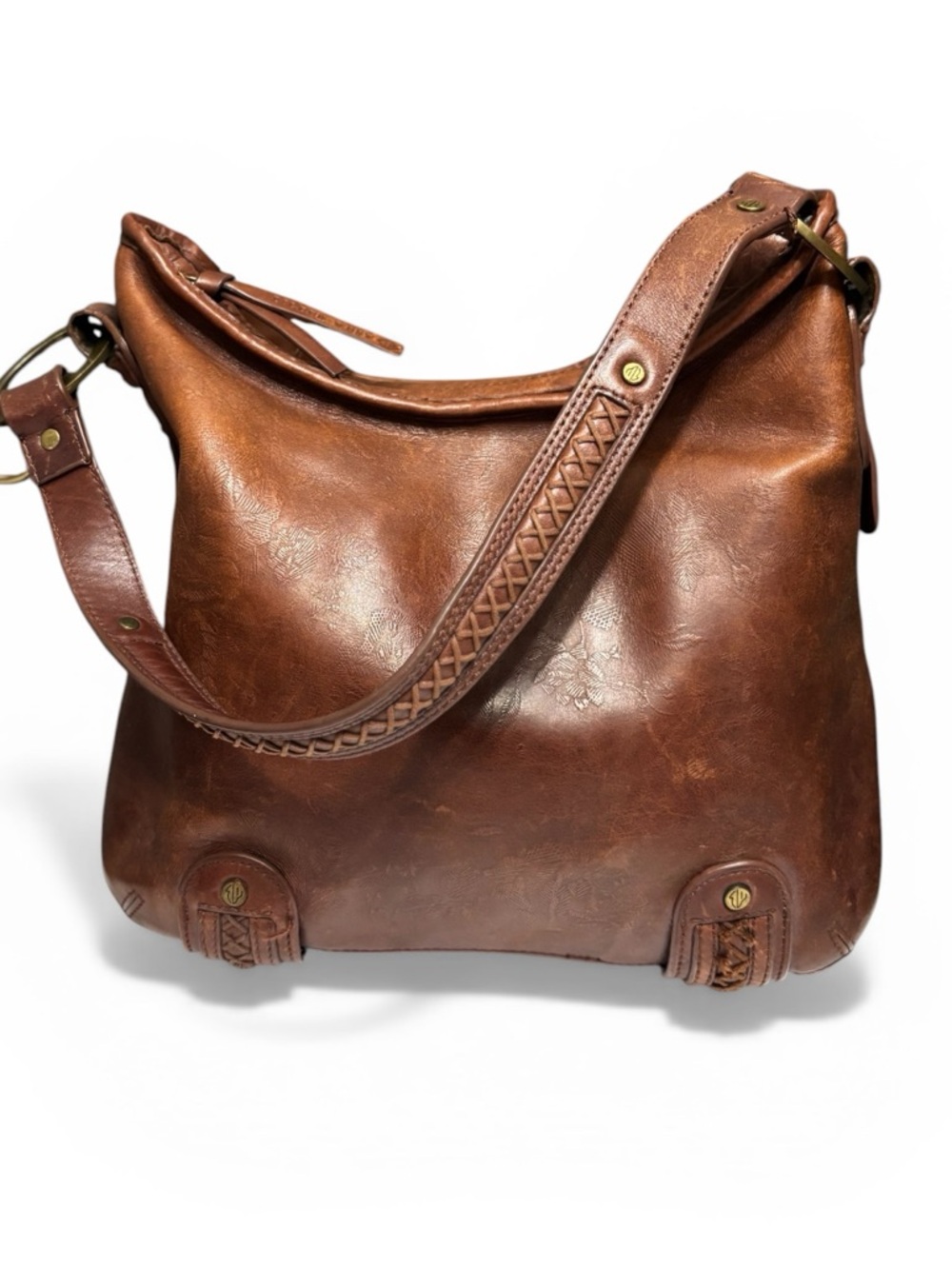 VTG Eileen West Brown Leather Hobo Bag Medium Size Shoulder Bag